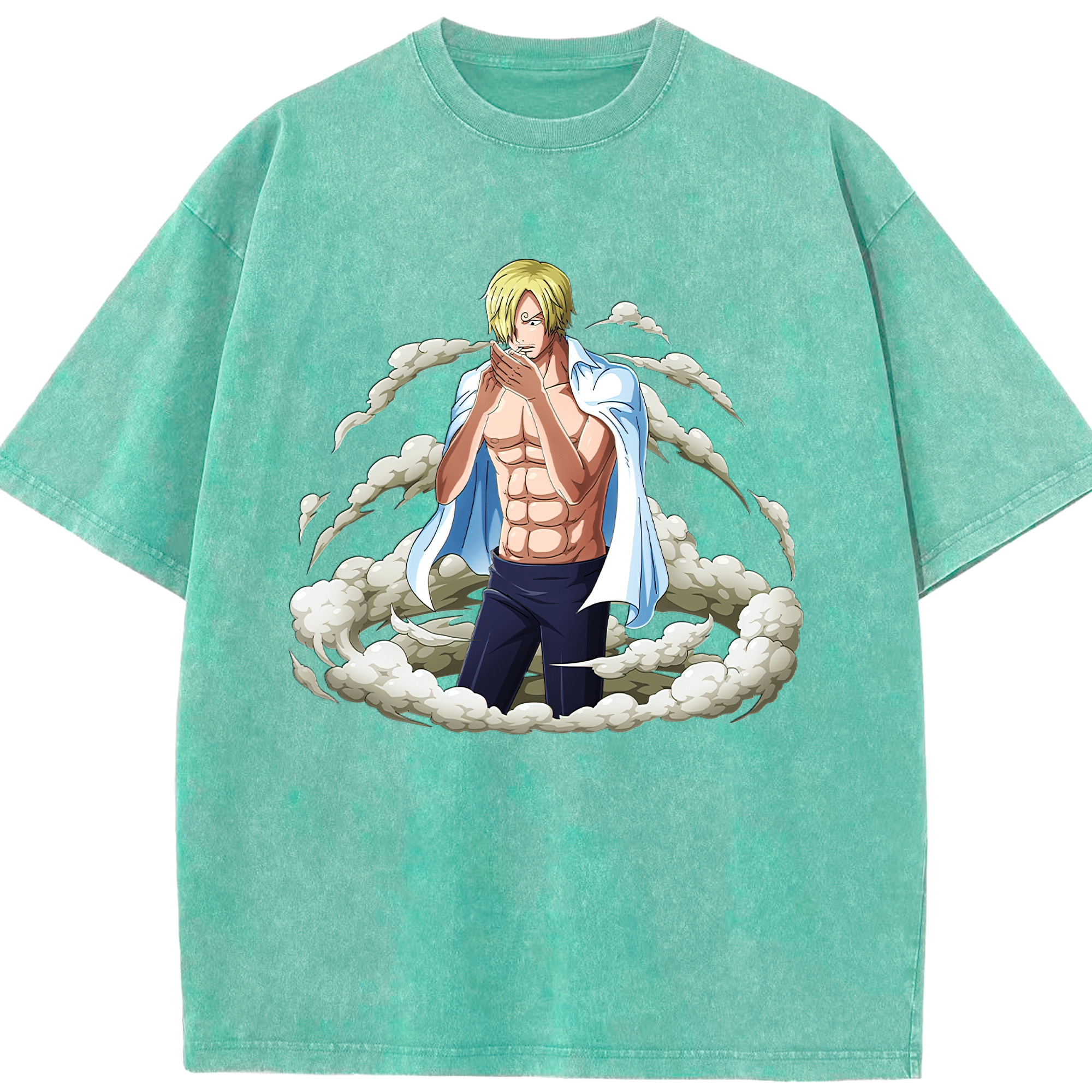 （画像用） ワンピース サンジ ONE PIECE Sanji 綿100% ヴィンテージ風 半袖Tシャツ（フロントプリント）